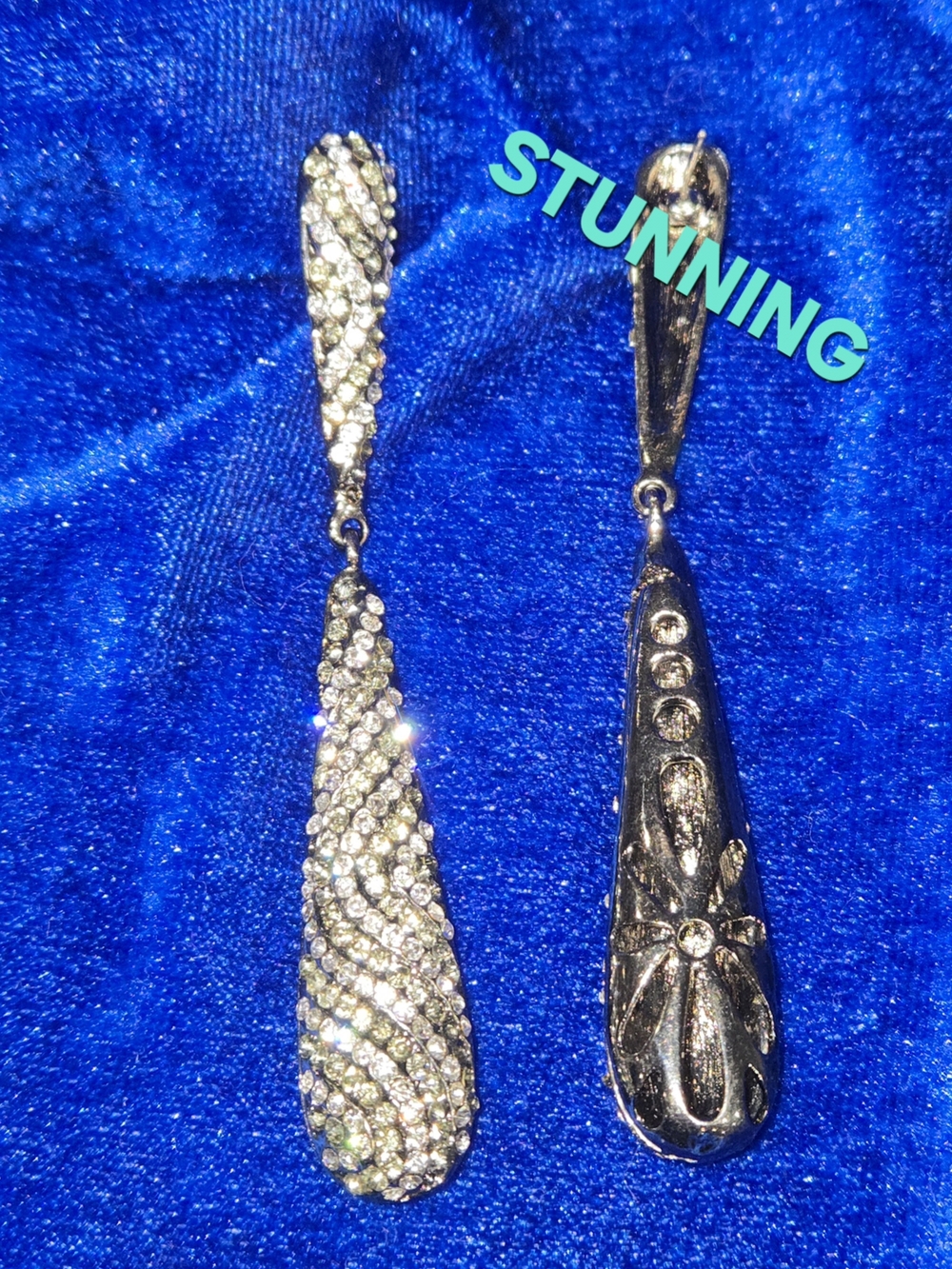 Black Tone Crystal Drop Earrings - Sparkling Teardrop Design